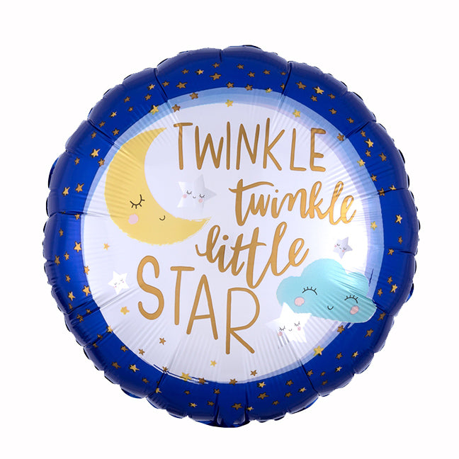 Balon foliowy z helem okrągły "Twinkle Little Star", AM, 46cm - Warsaw balloonmakers