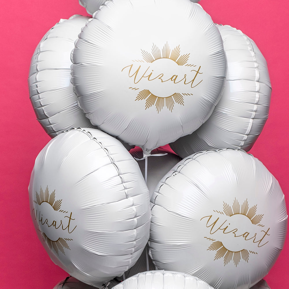 Balon foliowy z helem, biały, 45cm - Okrągły
