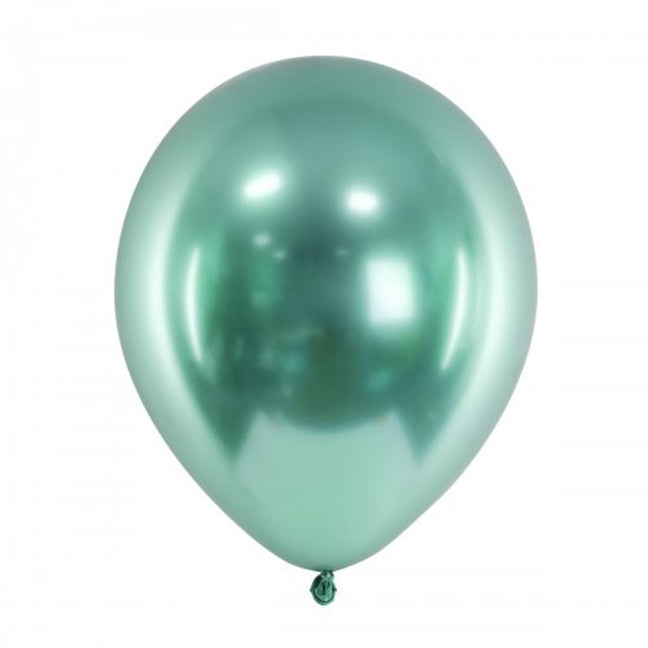 Balon lateksowy z helem, zielony, Qualatex, 33cm - Shiny, Chrom