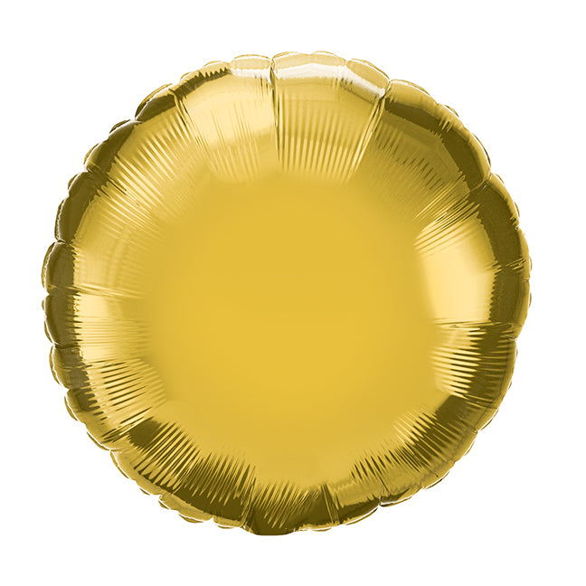 Balon foliowy z helem, złoty, 45cm - Okrągły